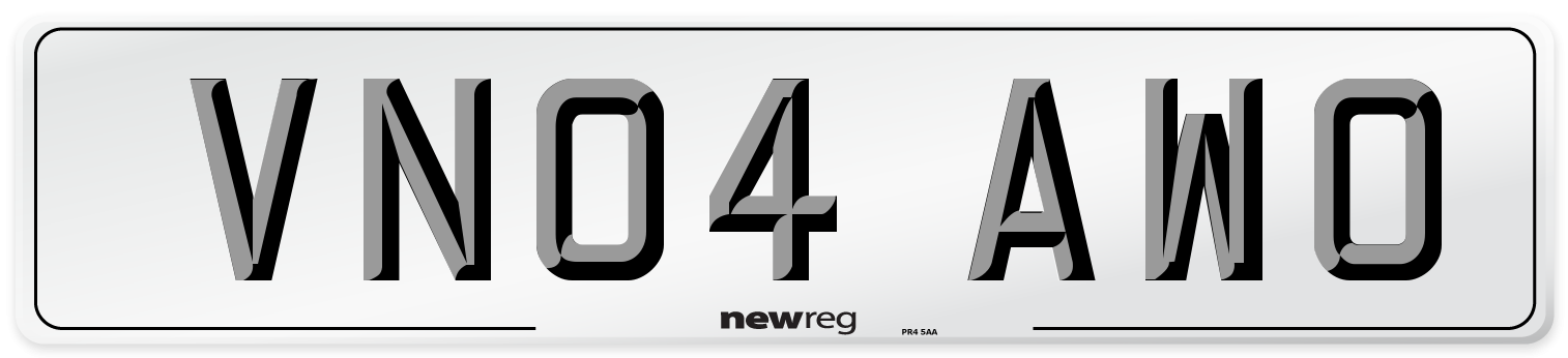VN04 AWO Number Plate from New Reg